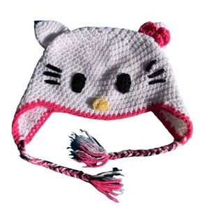 Hello Kitty Adult Sized Handmade Crochet Knit Winter Hat